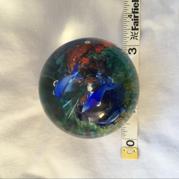 Vintage Art Glass‎ Hand Blown Blue Fish Paperweight - Picture 12 of 12